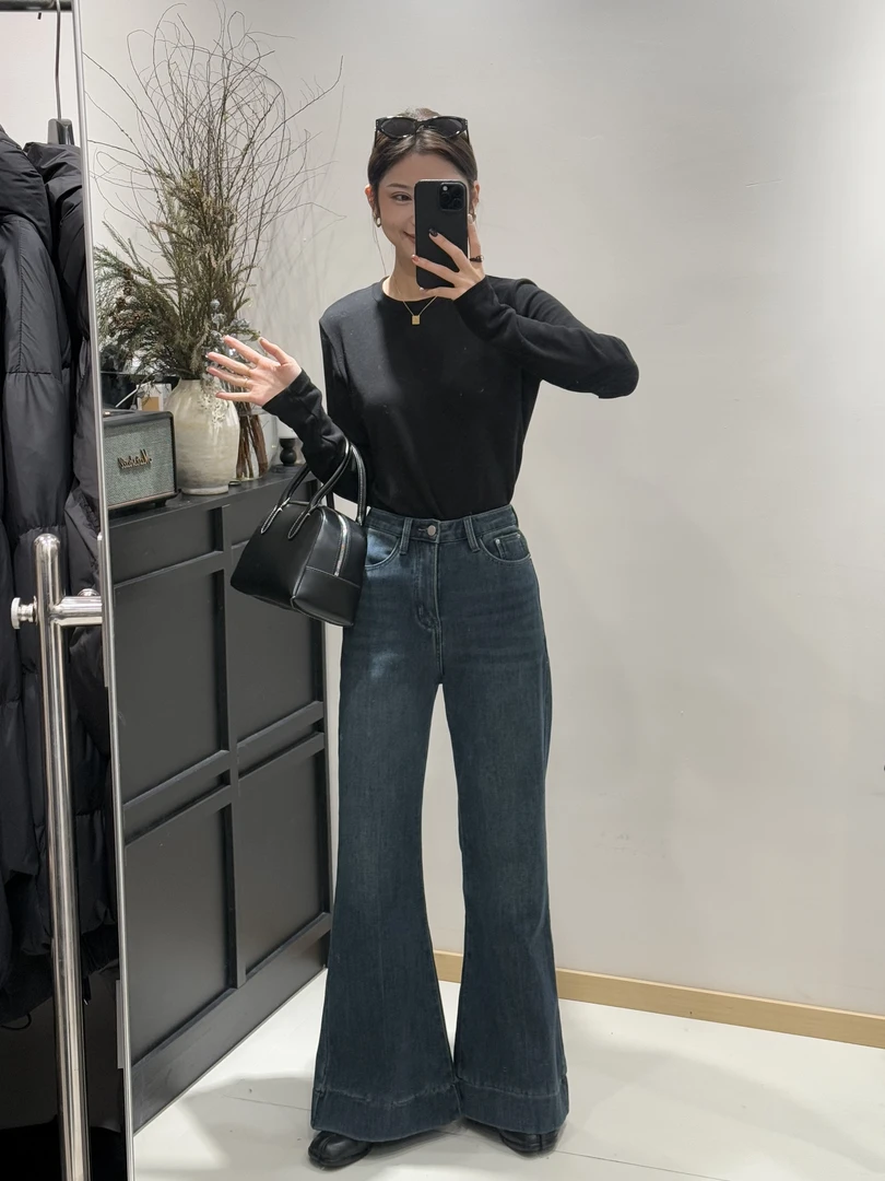 【CAITINT】婷婷自留款加绒微喇直筒阔腿宽松高腰大喇叭裤子0115