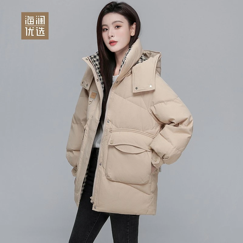 【得得专属】海澜优选羽绒服女中长款冬韩版连帽外套FWRAD43L20