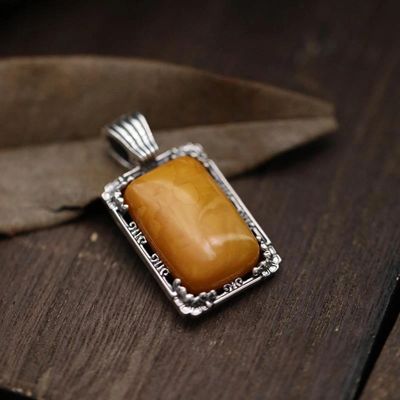 吊坠925银 M6890复古小众高级感几何方形银吊坠女气质项坠多样性