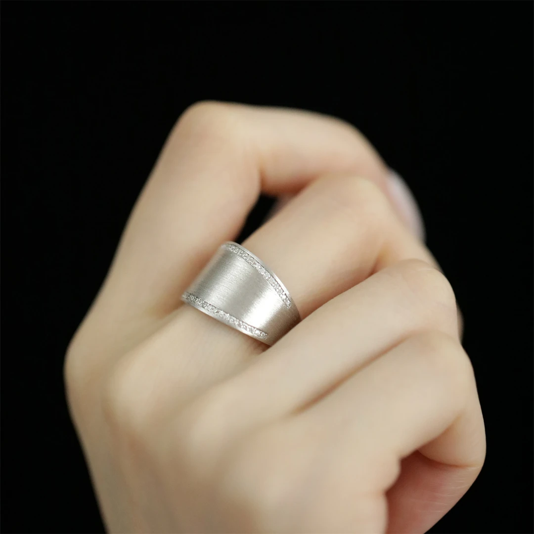 925银戒指 J11612精工拉丝几何银戒指女款时尚精致百搭女款纯手工