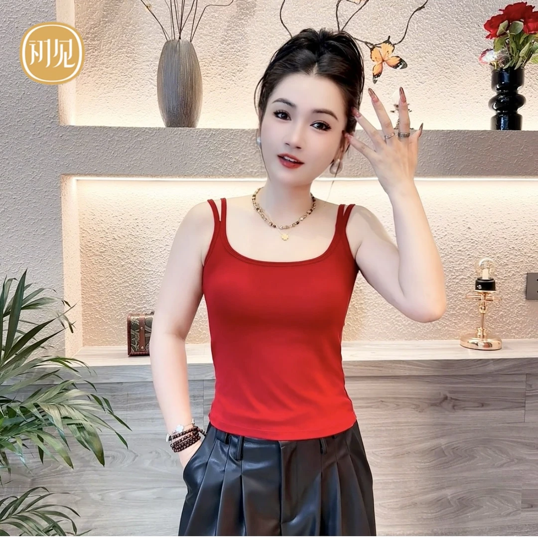 CHUJIAN/初见秋冬女士吊带背心性感显瘦一体bra保暖内搭打底美背