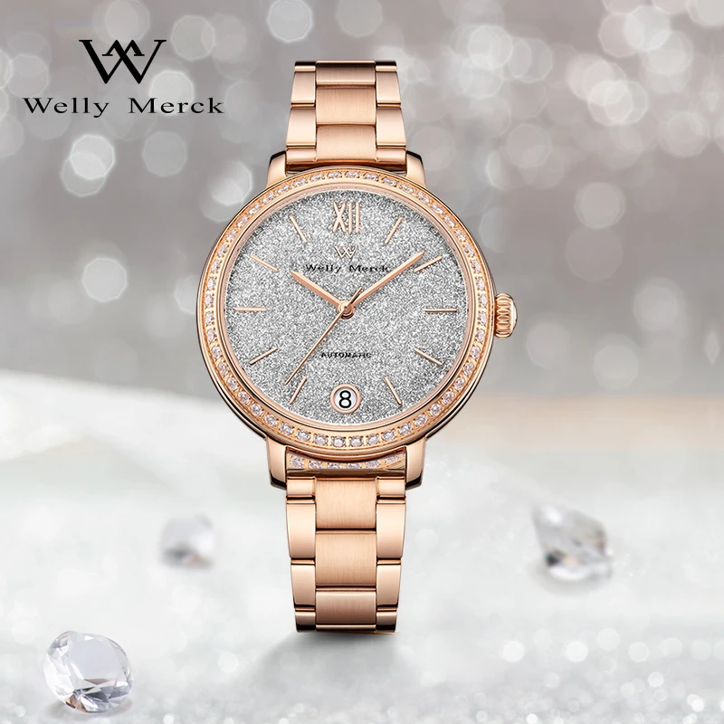 威利默克机械女表镶钻手表时尚女士女款ins风腕表026L