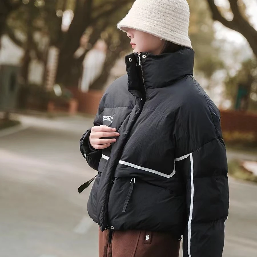 白鸭绒立领短款外套24966