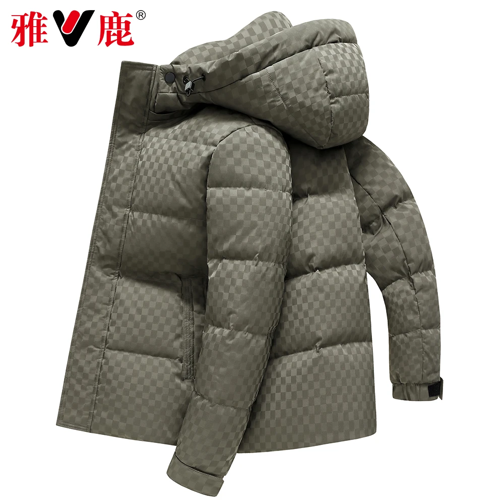 雅鹿潮牌男士羽绒服2022年冬季新款连帽时尚休闲外套短款保暖鸭绒