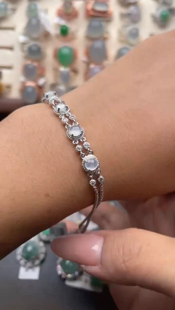 【闪购商品】翡翠手链银S925镶嵌11111