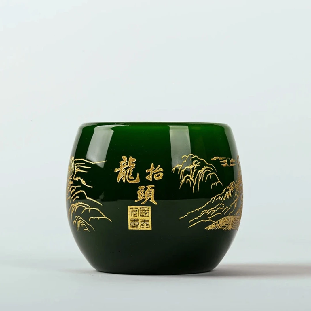 绿琉璃龙抬头（无礼盒）翁家陶瓷手工茶器茶杯茶具A