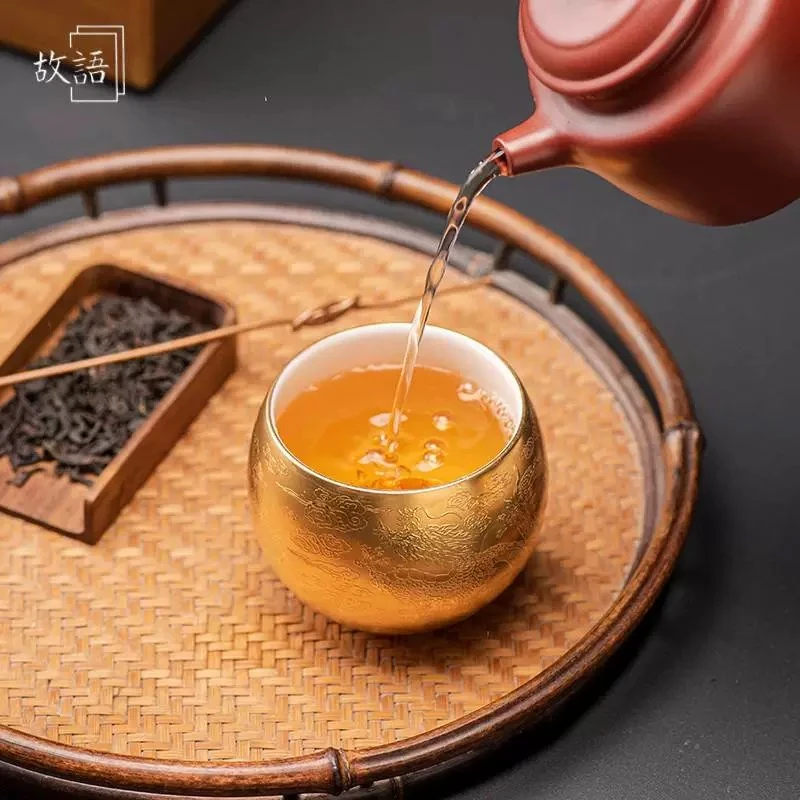 鎏黄龙蛋龙杯（配高端礼盒）翁家陶瓷手工茶器茶杯茶具B