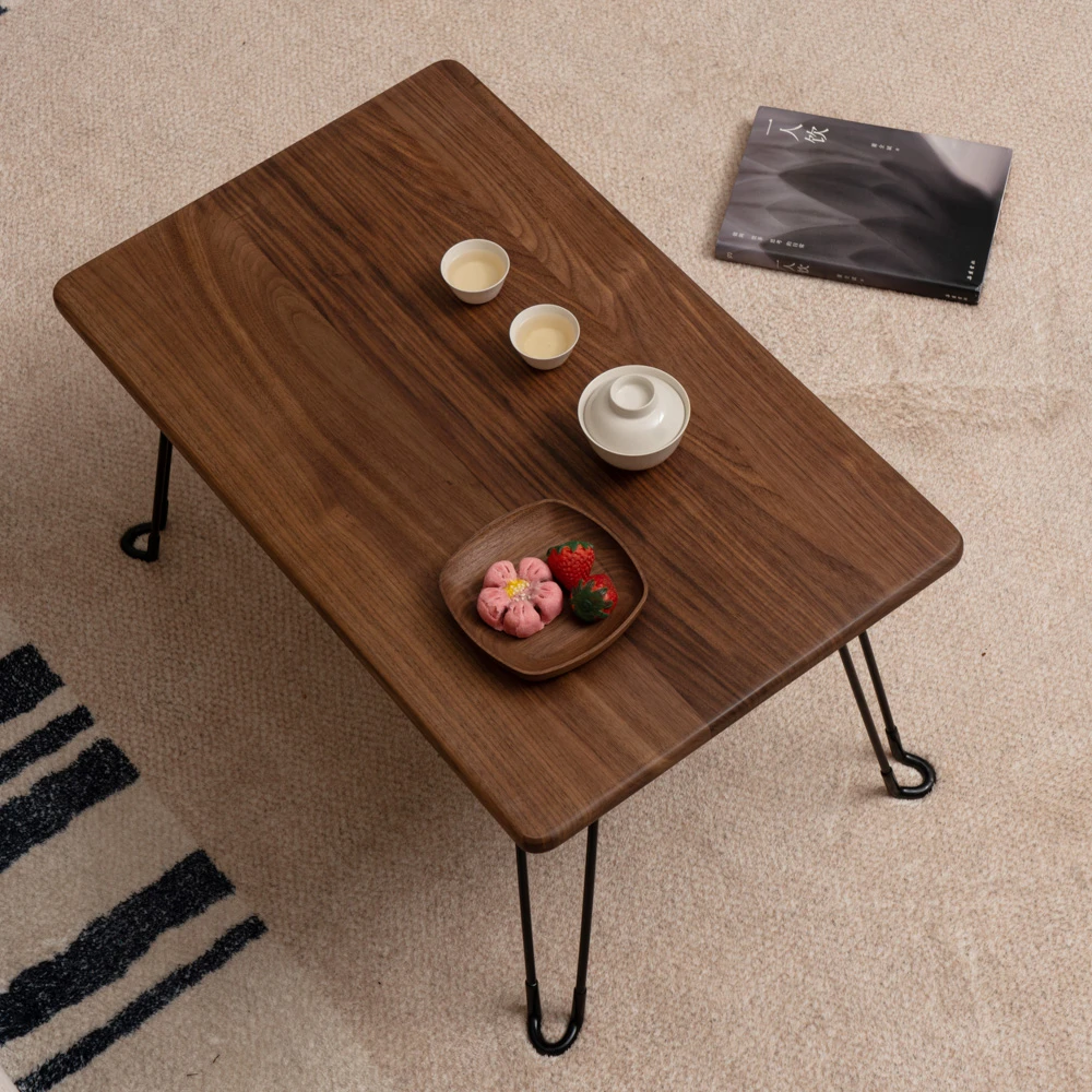 朽木传奇黑胡桃实木折叠茶几桌轻奢榻榻米矮桌小茶几榻上桌飘窗桌