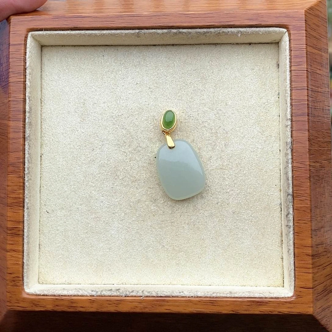 和田玉吊坠(不含链)银S925镶嵌