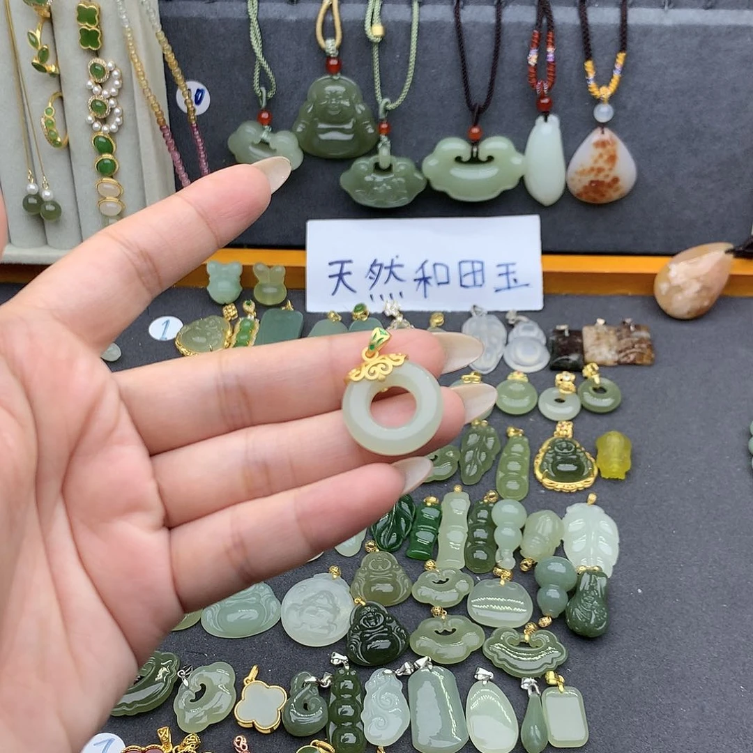 和田玉吊坠(不含链)银S925镶嵌