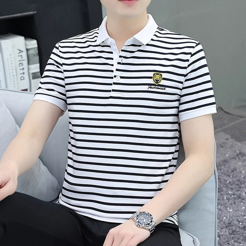 高品质冰感棉polo衫男款潮流韩版翻领男士短袖t恤商务休闲男半袖