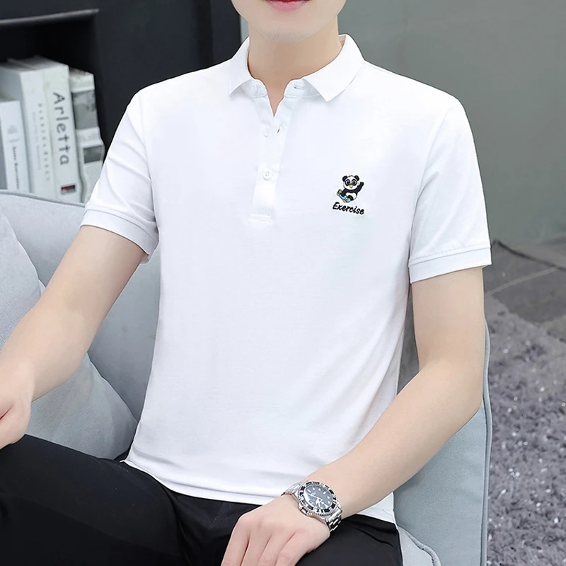 夏季高档男士polo衫休闲百搭轻奢冰感白色t恤男短袖潮牌翻领半袖