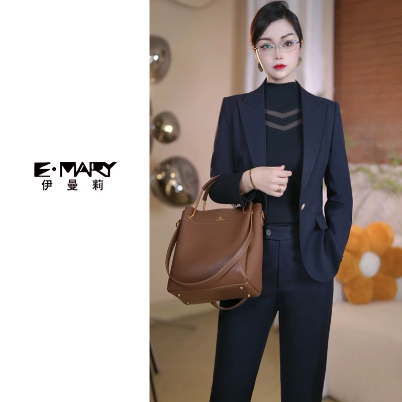 韩版长袖羊毛职业显瘦套装春季一粒扣气质女总裁时尚修身西服套装