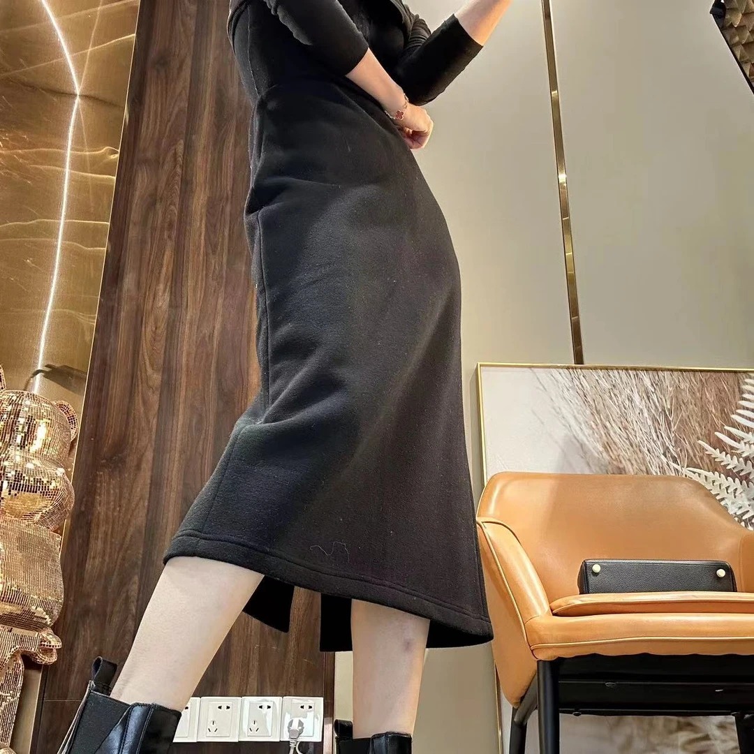 名港MG668【含醋酸羊毛】秋冬新款中高腰垂感包臀一步显瘦半身裙