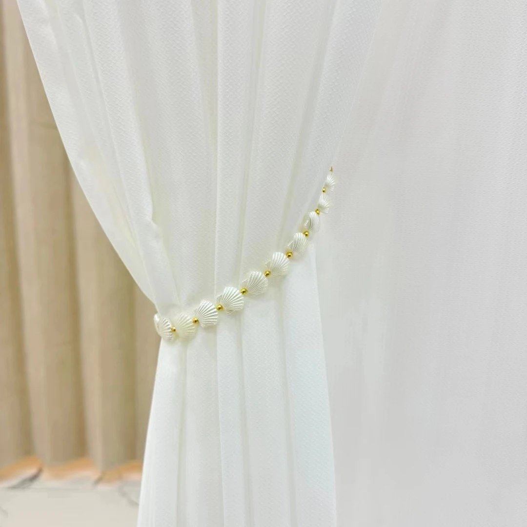 窗帘纱绑带配件简易磁吸绑绳贝壳玫瑰花型简约现代装饰窗帘绑带