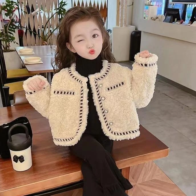 【小扬哥推荐】女童外套秋冬款儿童小香风毛毛衣洋气女宝宝外套上