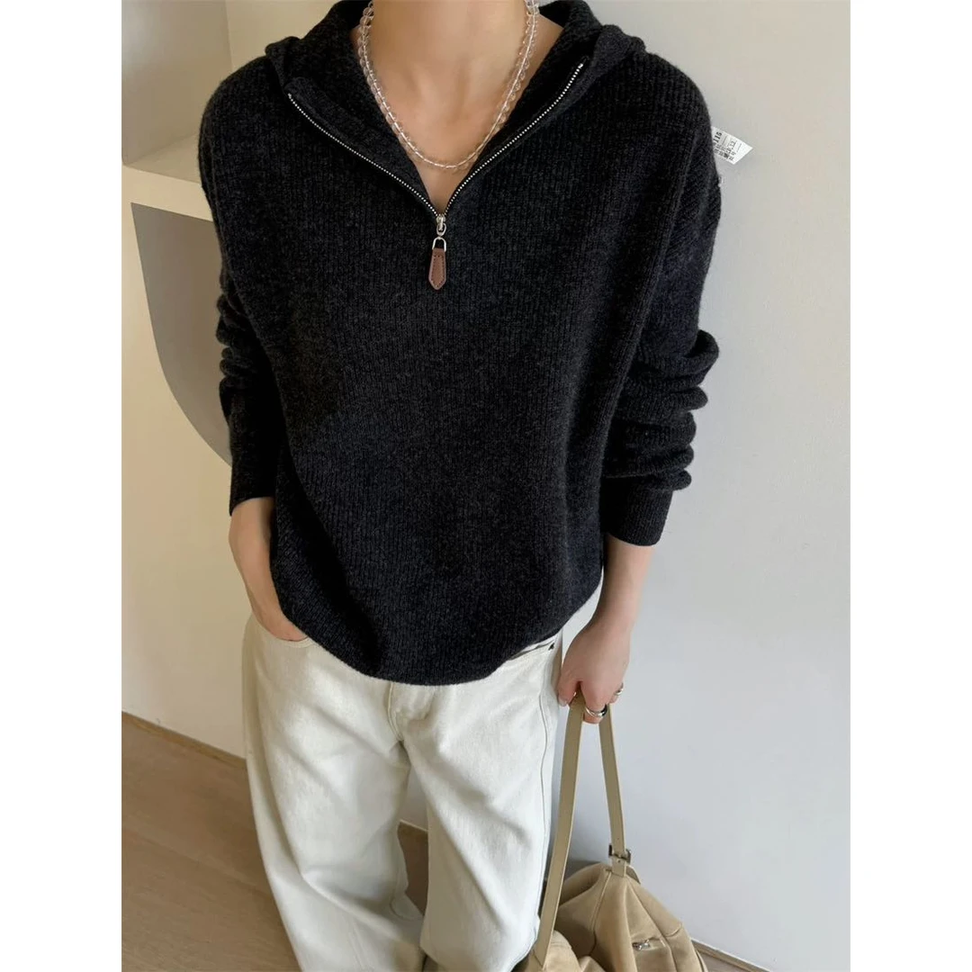 晶姐-6901欧货女装秋季简约韩版网红春秋洋气时尚百搭连帽毛衣