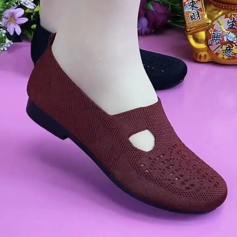 春秋新款休闲鞋一脚蹬妈妈布鞋女鞋平底单鞋防滑百搭舒适奶奶鞋