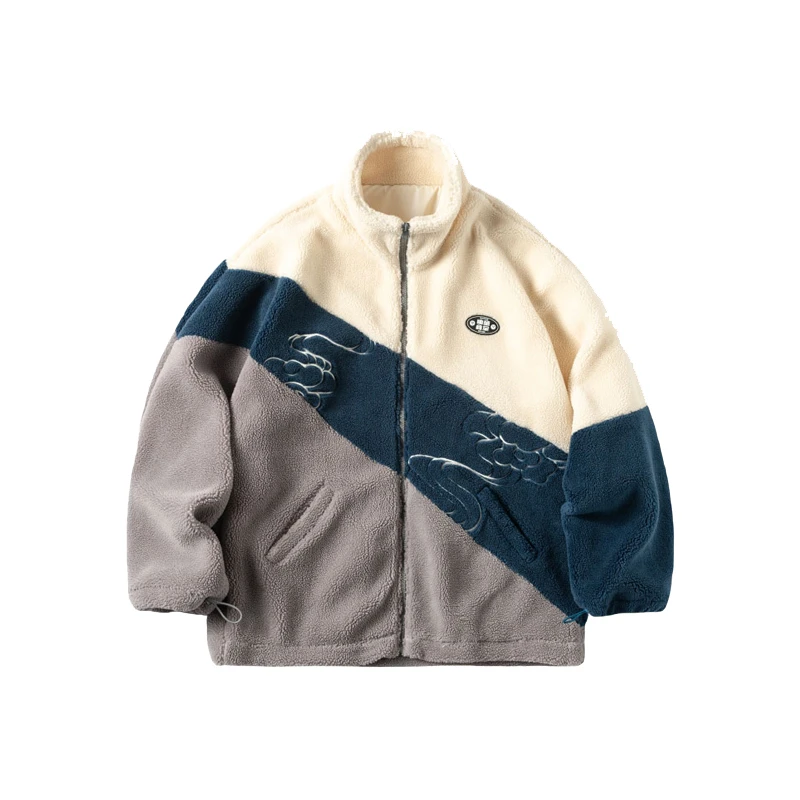 药九玖柒 1997邮政局 中国风刺绣祥云羊羔绒棉服