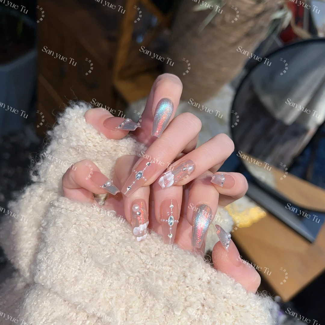 海月-三月兔手工【设计师手绘款】布契拉提贝壳清凉纯欲穿戴甲