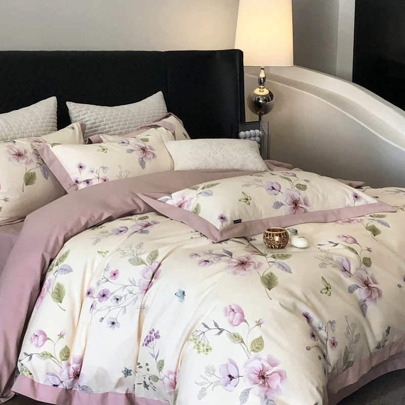 超柔全棉陶瓷磨毛四件套秋冬加厚保暖纯棉被套床单裸睡床上用品