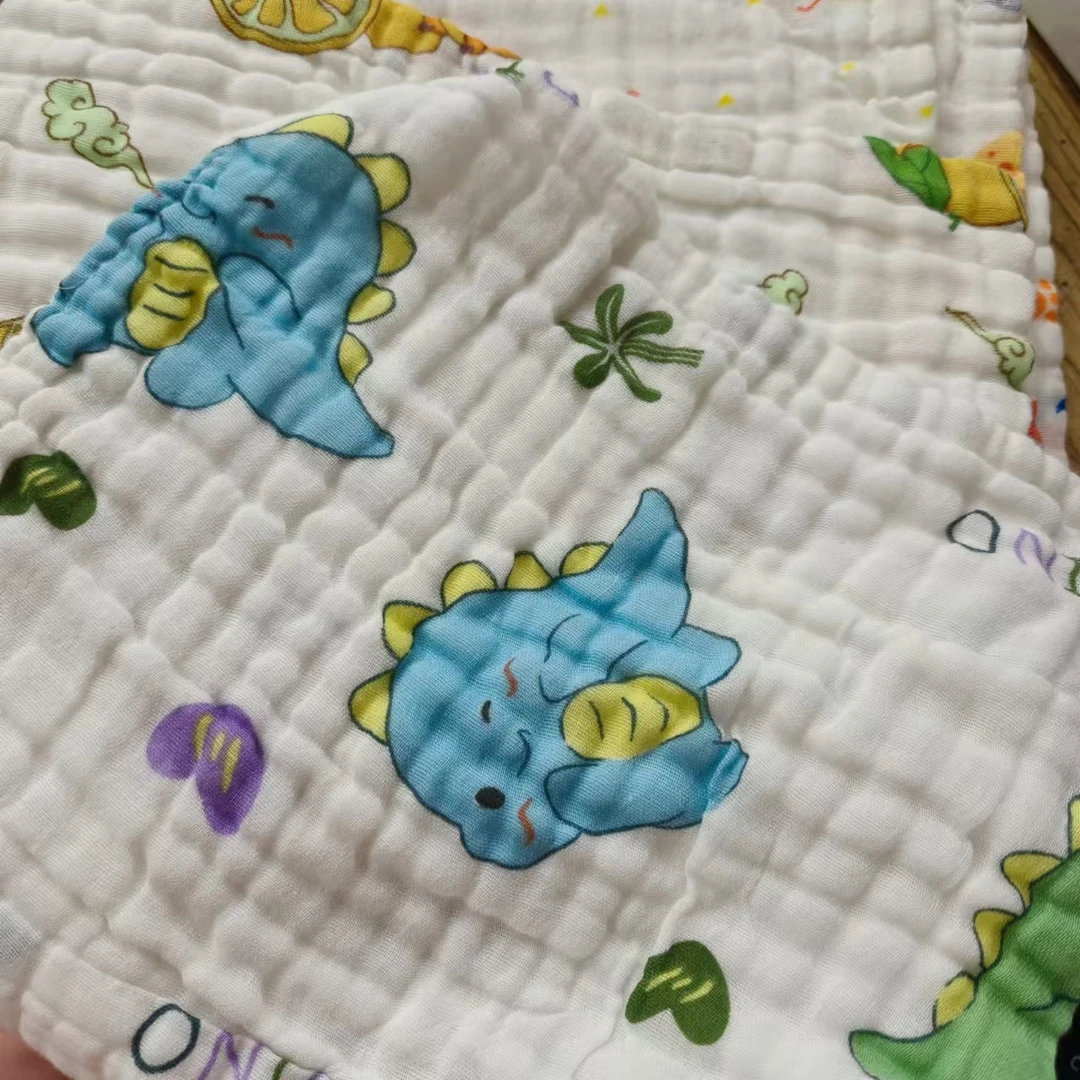 泡泡纱小方巾口水巾卡通新生儿柔软印花高密超柔擦汗多功能洗脸巾