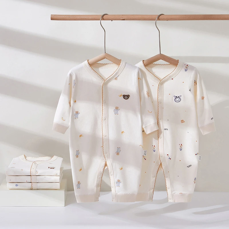 婴儿衣服秋季连体衣秋冬a类纯棉小小熊宝宝长袖衣服秋装睡衣爬服