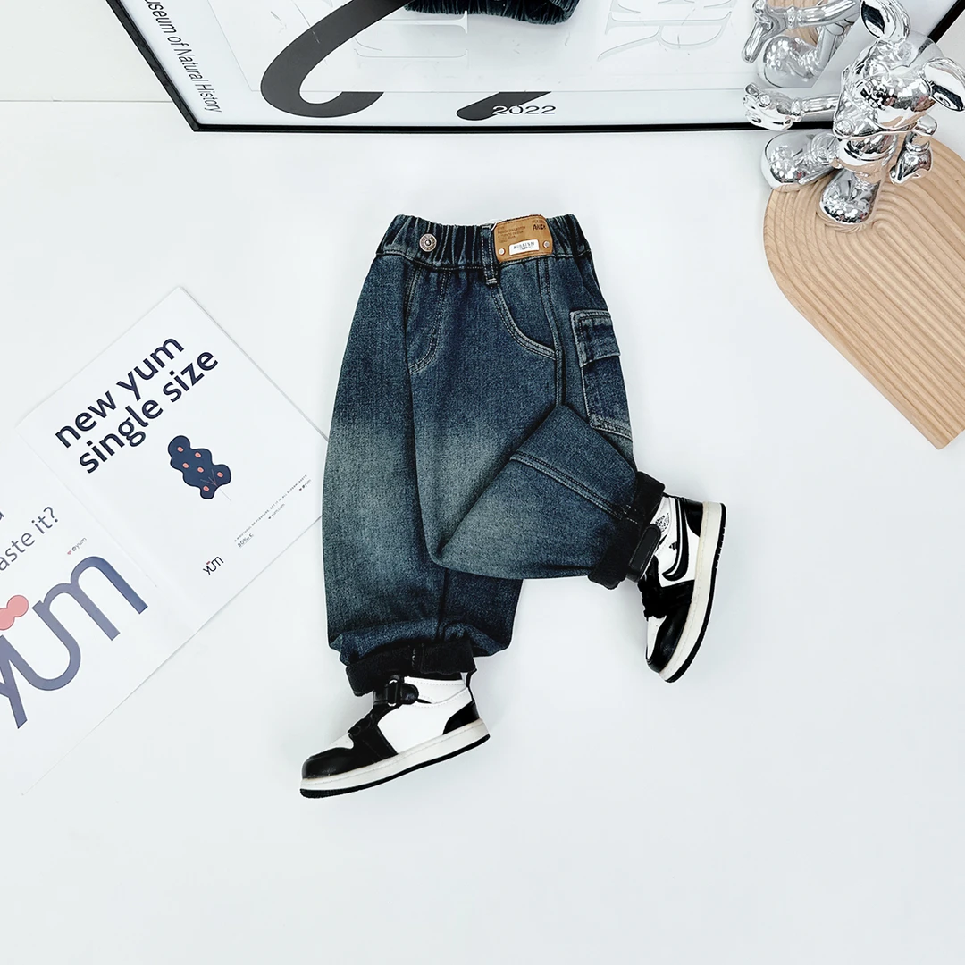 男童牛仔裤加绒裤子儿童2024新款秋冬装 D-CXF3500 悠悠童话童装