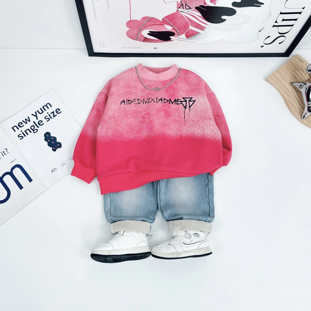 儿童卫衣加绒款长袖2024新款秋冬装男童D-HZ241353男童卫衣