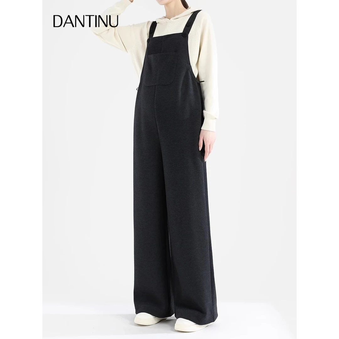 丹媞奴春秋款孕妇针织背带裤时尚大码宽松休闲直筒孕妇背带裤