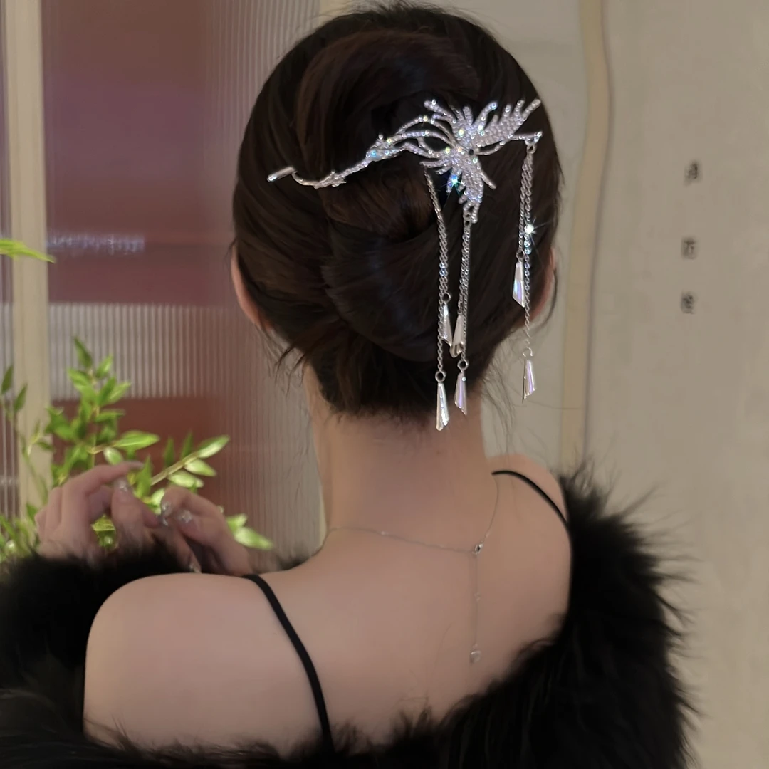 名梵希高级感流苏蝴蝶风铃扭扭发夹后脑勺盘发抓夹气质轻奢时尚