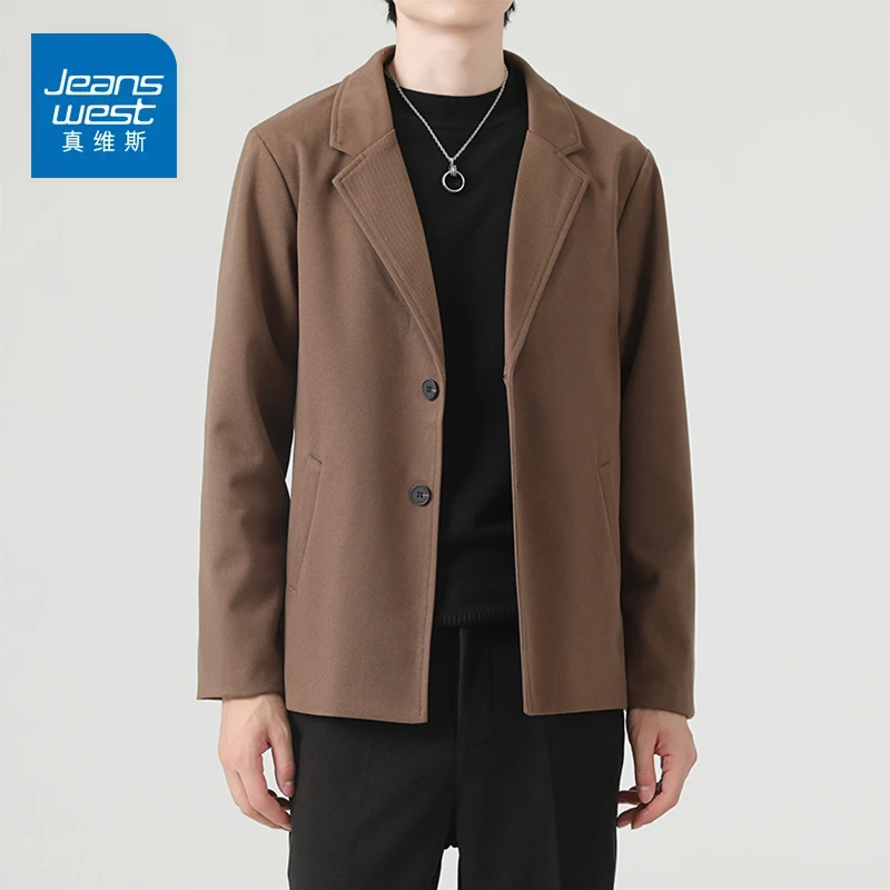 真维斯秋冬季毛呢西装外套男士2025新款高级感潮流商务休闲西服男