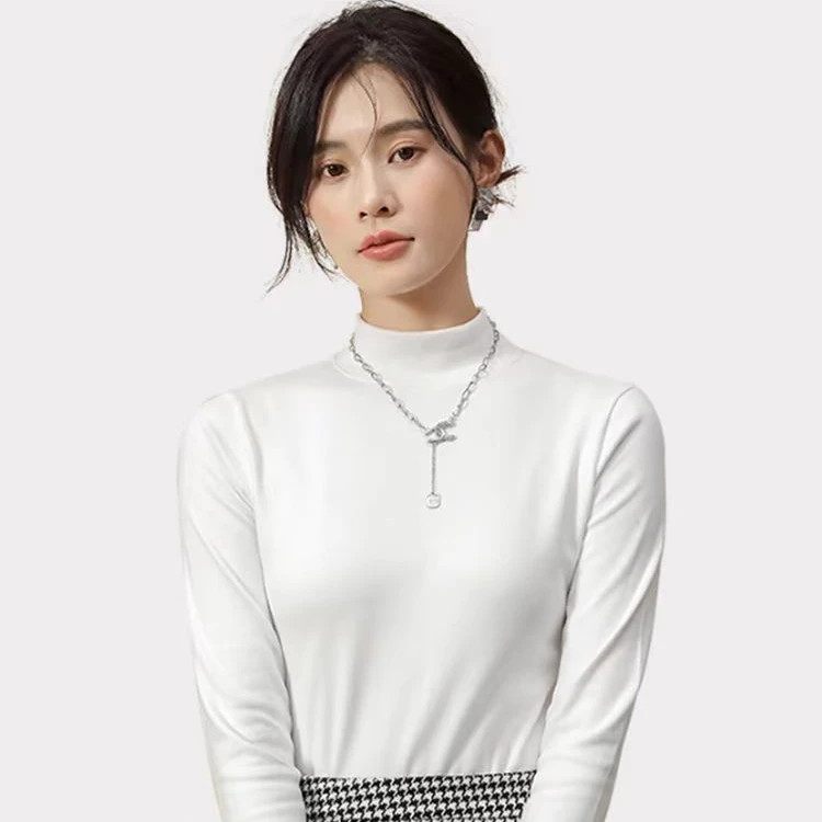 软糯亲肤长袖修身显瘦半高领秋冬新款通勤百搭长袖打底衫女装T恤