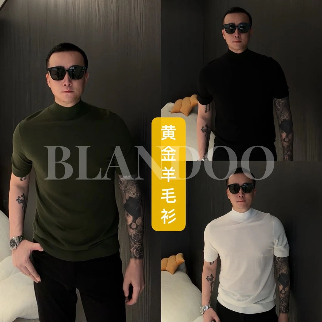 BLANDOO “超细黄金羊毛” 秋冬轻奢百搭半高领短袖羊毛衫BD801
