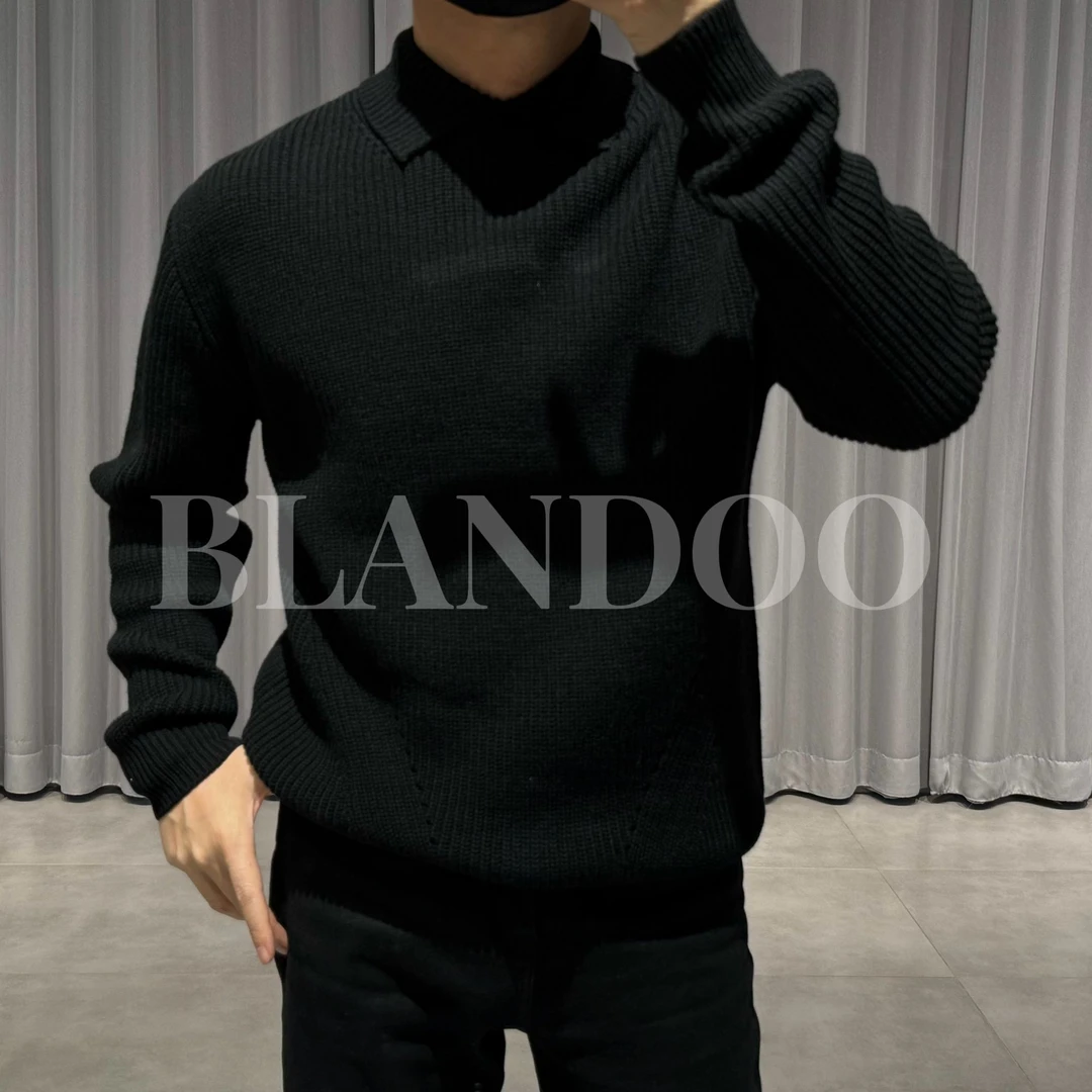 BLANDOO “品质推荐” 男士简约百搭休闲翻领羊毛针织衫7BD1001