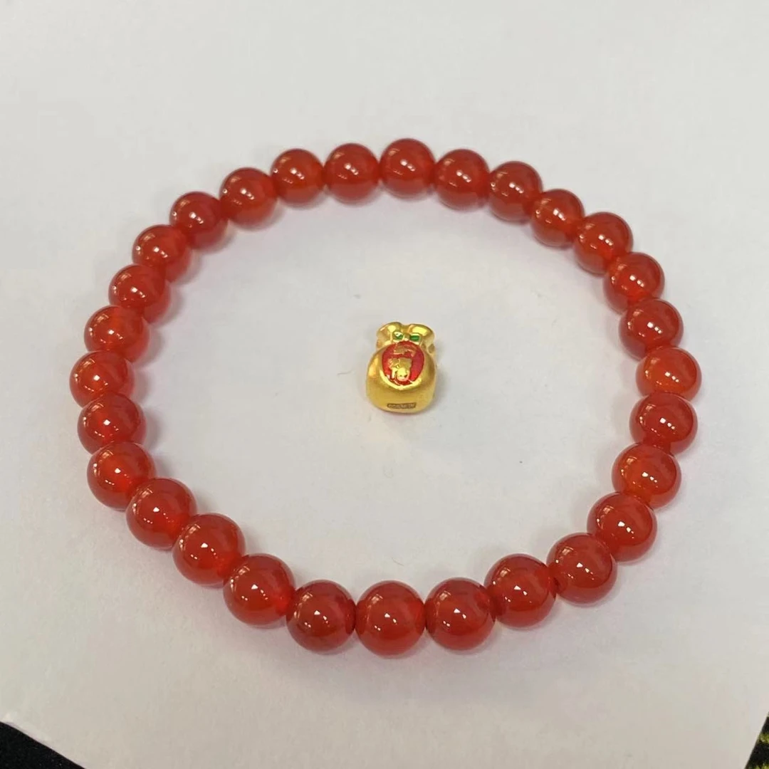 足金999 纳福福袋玛 瑙手链时尚@@A203