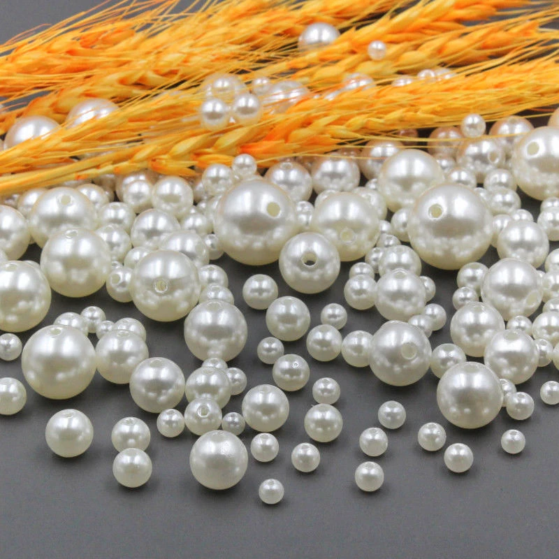 白色创意珠子3mm4mm5mm防珍珠diy手工配件材料亚克力珠子