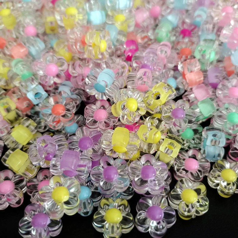 12MM亚克力透彩磨砂梅花珠中珠散珠手工编织材料花朵珠子饰品配件