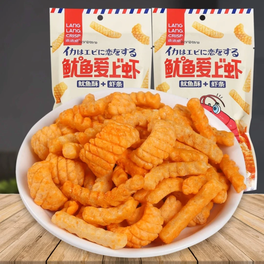 鱿鱼爱上虾条鱿鱼酥鱿鱼卷膨化休闲零营养浓郁酥脆追剧小吃美味