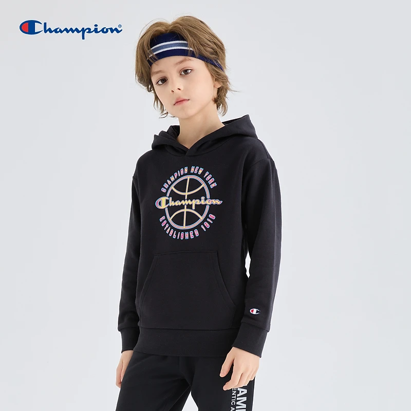 【儿童节礼物】Champion卫衣童装24篮球系列印花连帽套头衫EB-ZSW22