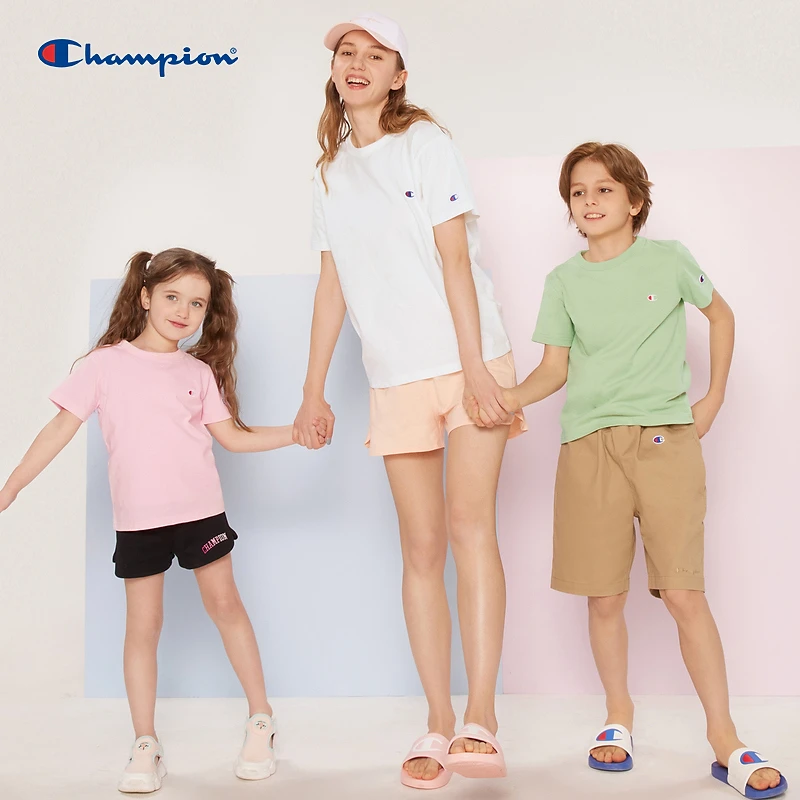 Champion冠军童装夏季LOGO运动休闲纯棉短袖T恤亲子半袖CK-Z301-1