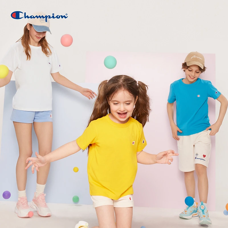【儿童节礼物】ChampionT恤童装潮流刺绣LOGO多彩短袖CK-Z301