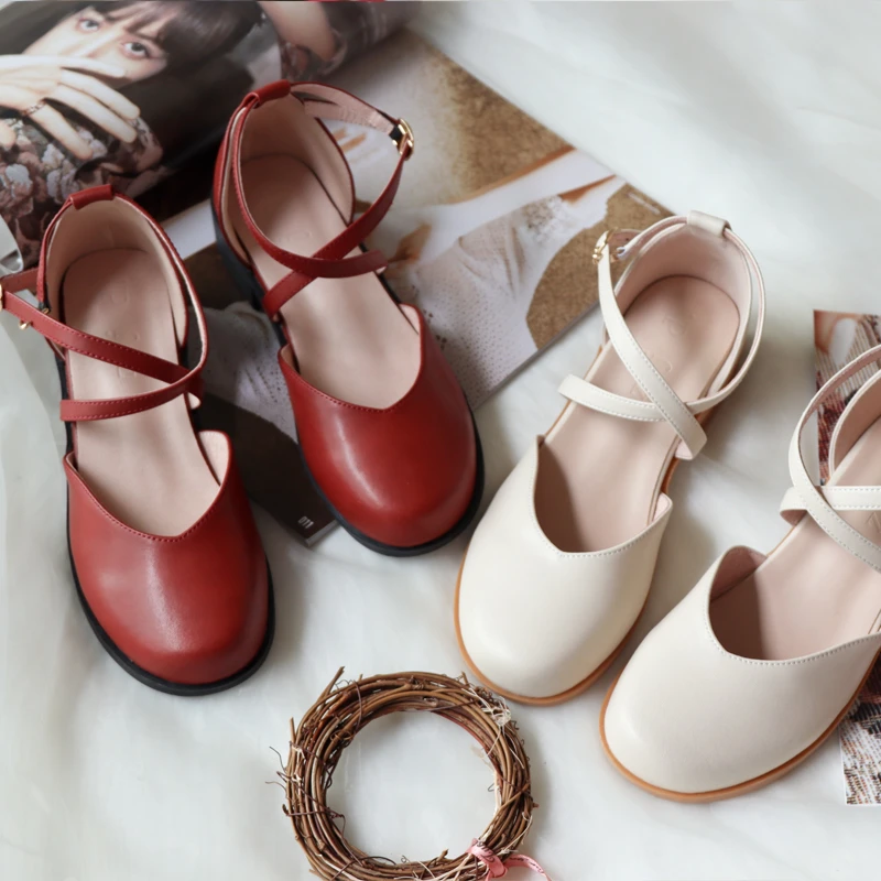 281-7浅口单鞋复古芭蕾鞋包头凉鞋百搭软底平底