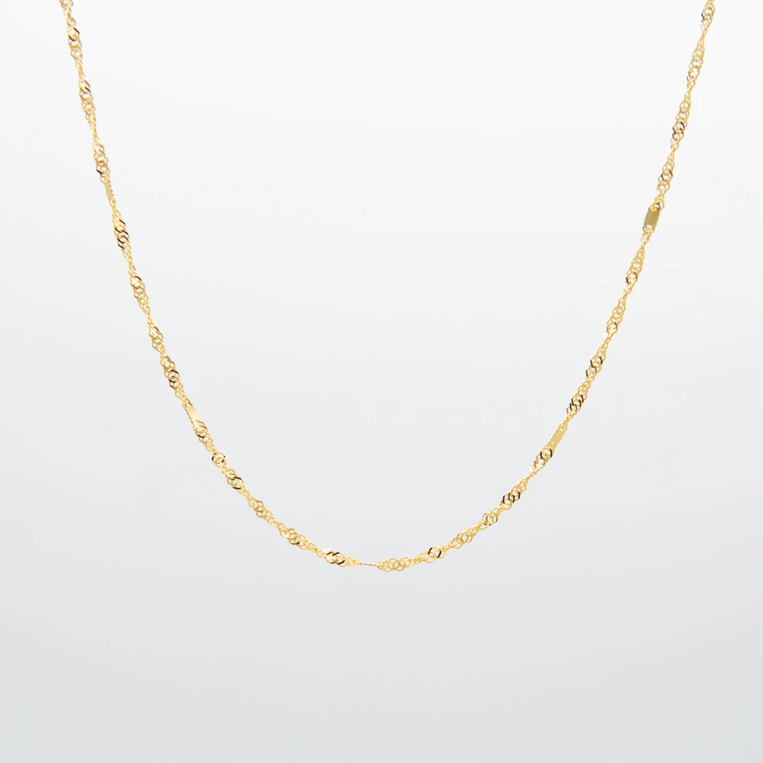 00 水波间片项链18K金Au750 45厘米K黄简约百搭 多退少补 E109