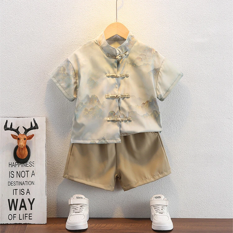 男童唐装汉服套装2024新款春装中式国风春秋款男孩儿童春季古装潮