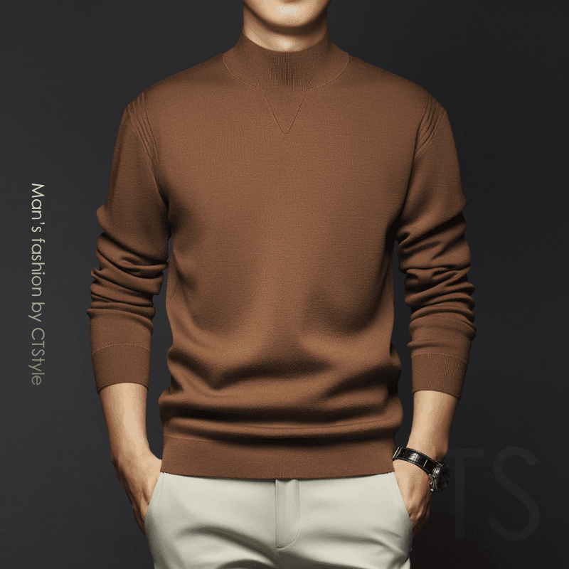 秋冬季男士中半高领羊毛衫加厚保暖毛衣打底衫2023新款男装秋冬装
