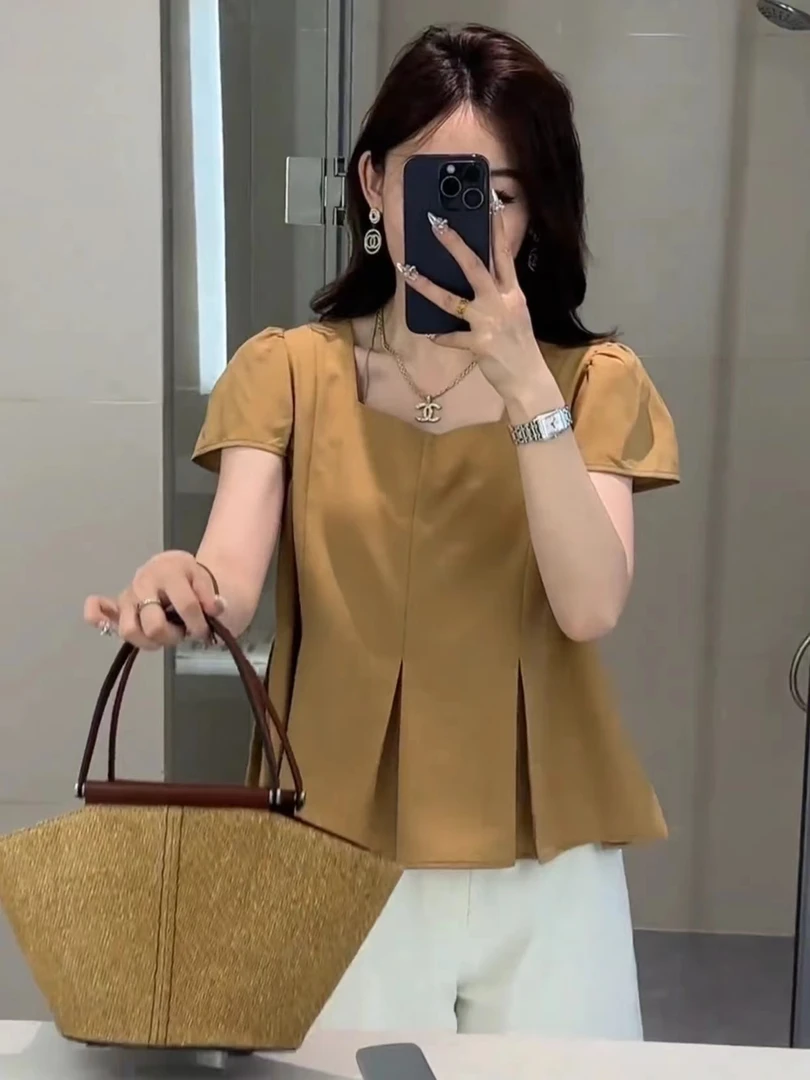 洋气显瘦2025新款夏季气质短款时尚夏季法式设计感T恤百搭休闲