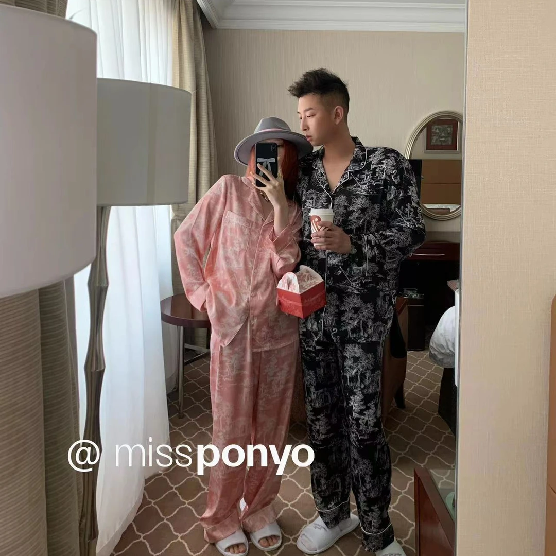 迷迭香男士长袖长裤家居服网红舒适印花设计师款睡衣家居服两件套