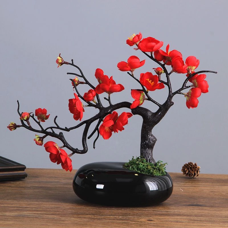 中式仿真梅花枝腊梅假花干花摆设家居客厅玄关橱窗装饰花花艺摆件