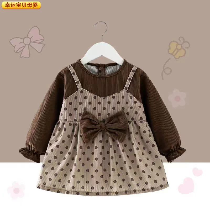 儿童罩衣女宝宝小公主可外穿洋气秋冬吃饭围兜防水防脏女孩反穿衣